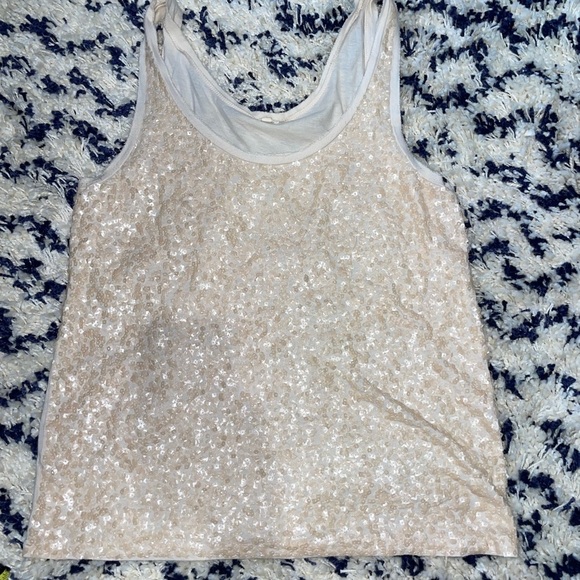 J.Crew size M sequined top in cream 💫 - Picture 1 of 4